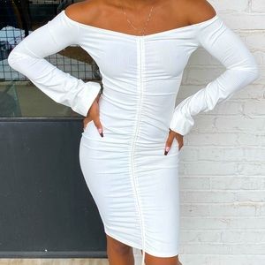 white fitted dress